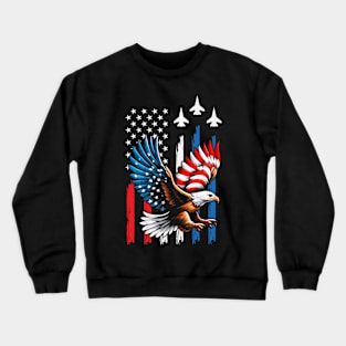 4th Of July Eagle Fighter Jets American Flag Patriotic Crewneck Sweatshirt